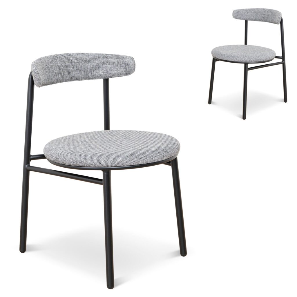 Sena Lava Grey Fabric Dining Chair Set of 2 Modern Design