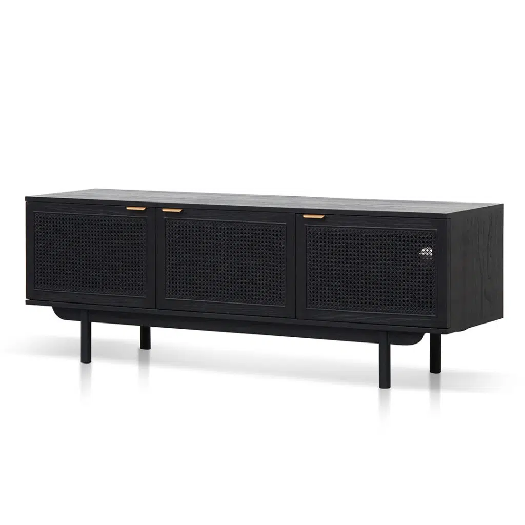 Veyon 1.7m Black Rattan Entertainment TV Unit
