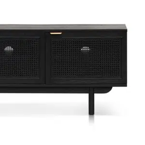 Veyon 1.7m ELM Black Entertainment TV with Natural Rattan Doors