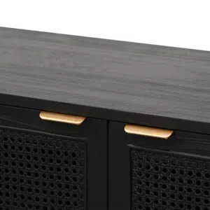 Veyon 1.7m Black Rattan Entertainment TV Unit with Modern Design