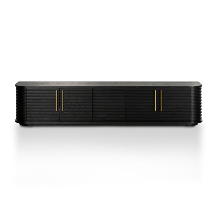 Mylen 2.3m TV Entertainment Unit – Textured Espresso Black, Storage, Cable Management, Ready to Use