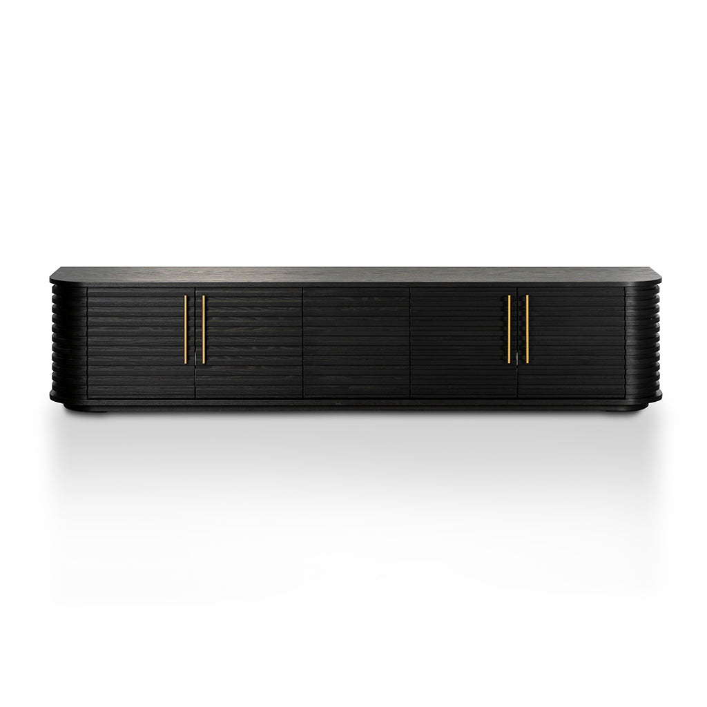 Mylen 2.3m TV Entertainment Unit – Textured Espresso Black, Storage, Cable Management, Ready to Use