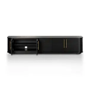 Mylen 2.3m TV Entertainment Unit - Textured Espresso Black, Elegant Design, Spacious Storage, Assembled
