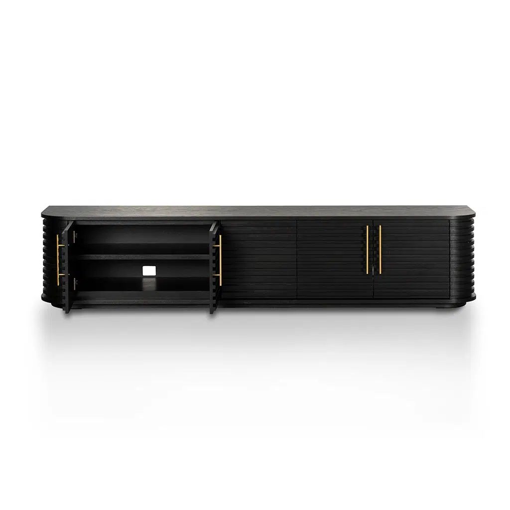 Mylen 2.3m TV Entertainment Unit - Textured Espresso Black, Elegant Design, Spacious Storage, Assembled