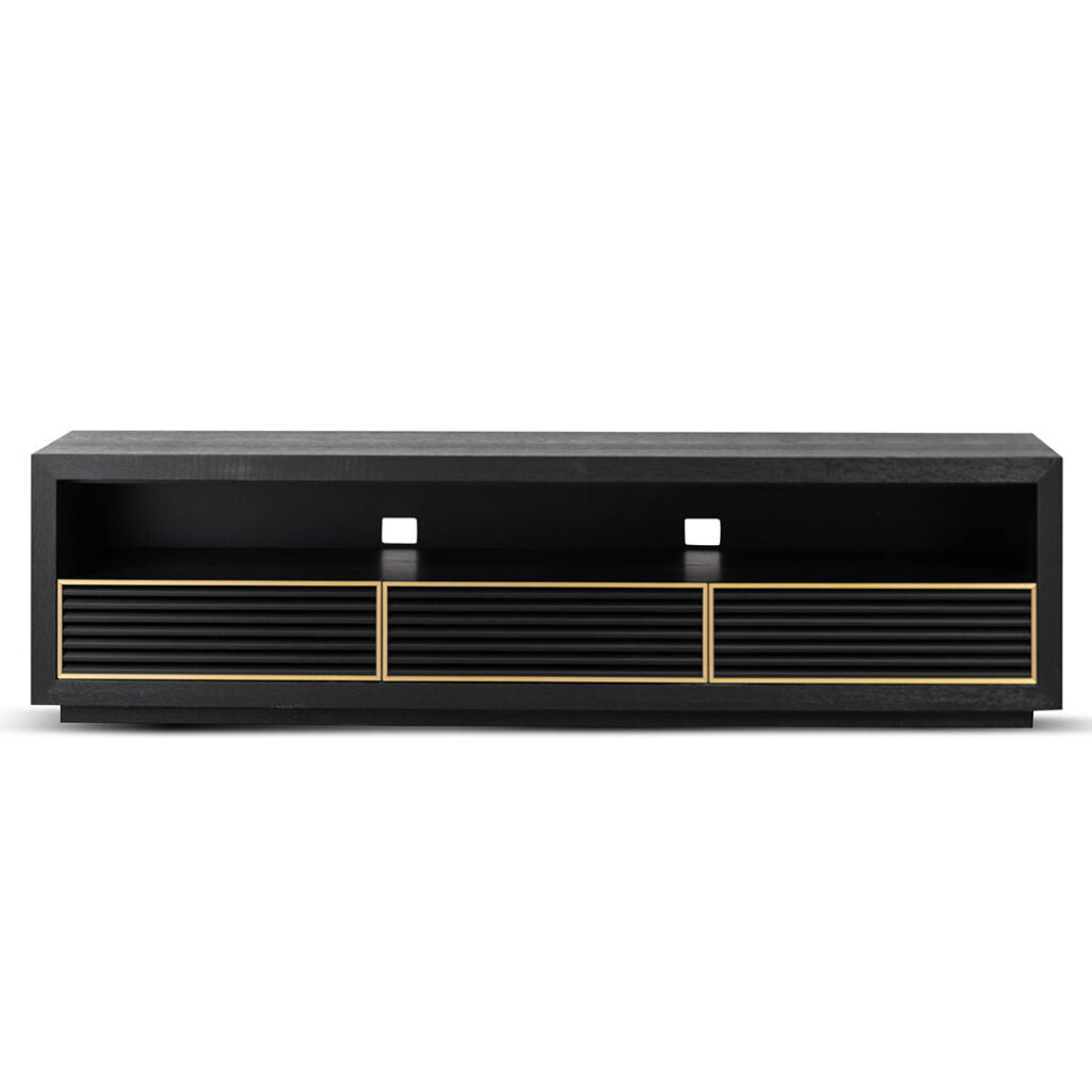 2m Textured Espresso Black TV Entertainment Unit