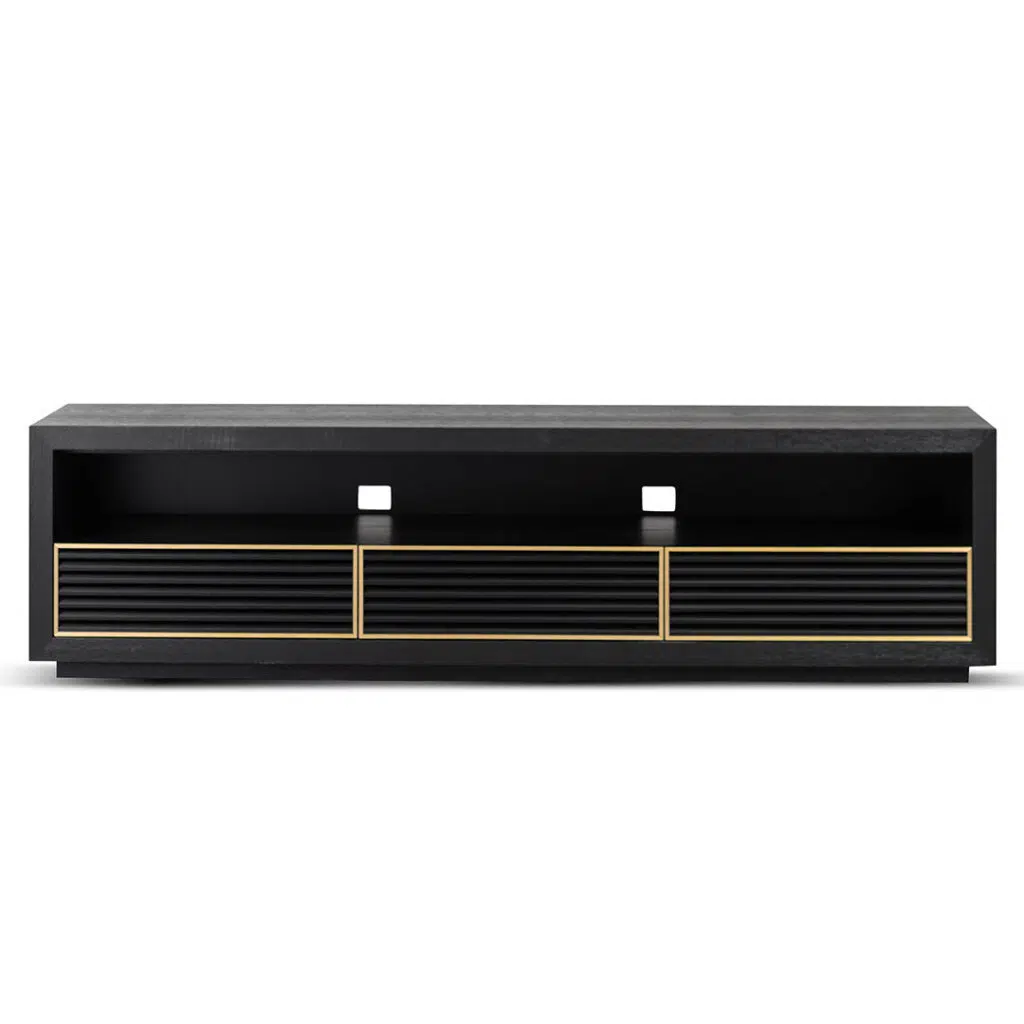 2m Textured Espresso Black TV Entertainment Unit