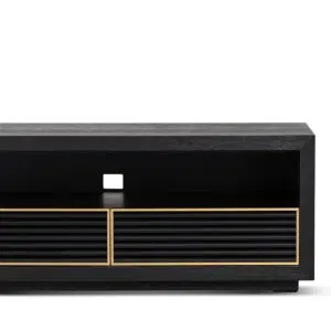 Avery 2m TV Entertainment Unit - Textured Espresso Black with Storage & Cable Management