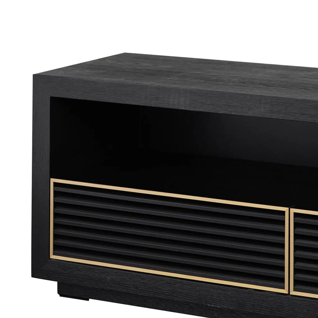 Avery 2m Textured Espresso Black TV Entertainment Unit with Spacious Storage