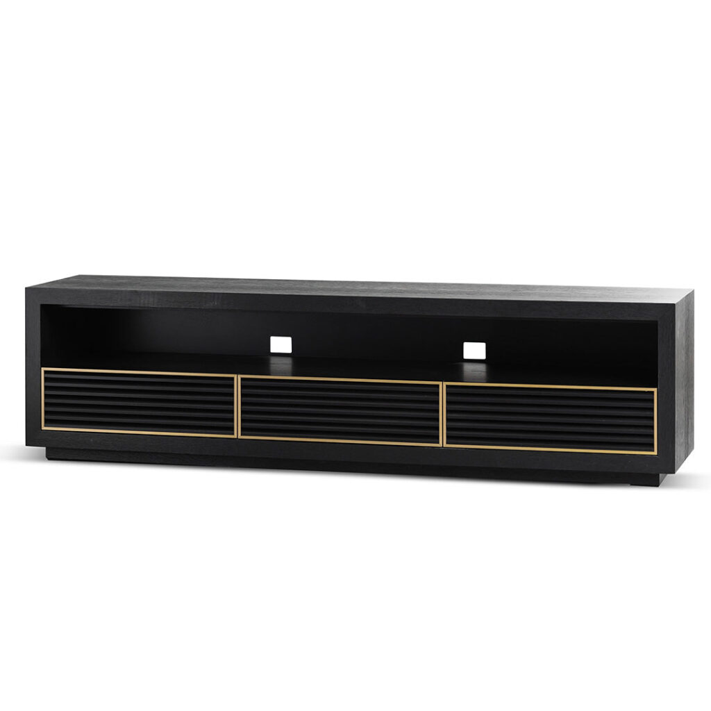 Avery 2m Textured Espresso Black TV Entertainment Unit Storage with Cable Management