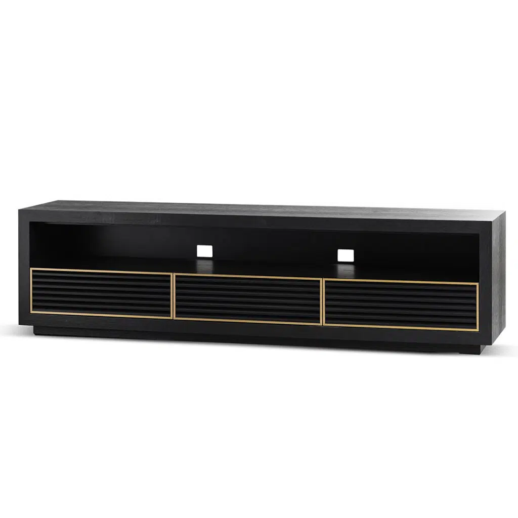 Avery 2m Textured Espresso Black TV Entertainment Unit Storage with Cable Management