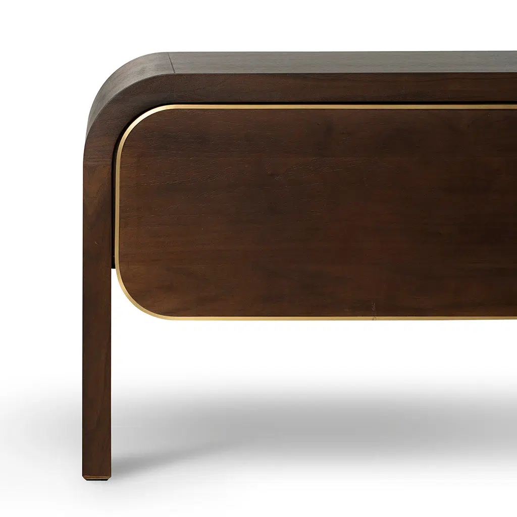 Wylon 2m TV Entertainment Unit - Walnut Minimalist Design with Brass Linings