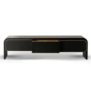 Viven 2m TV Entertainment Unit Textured Espresso Black with Gold Accents
