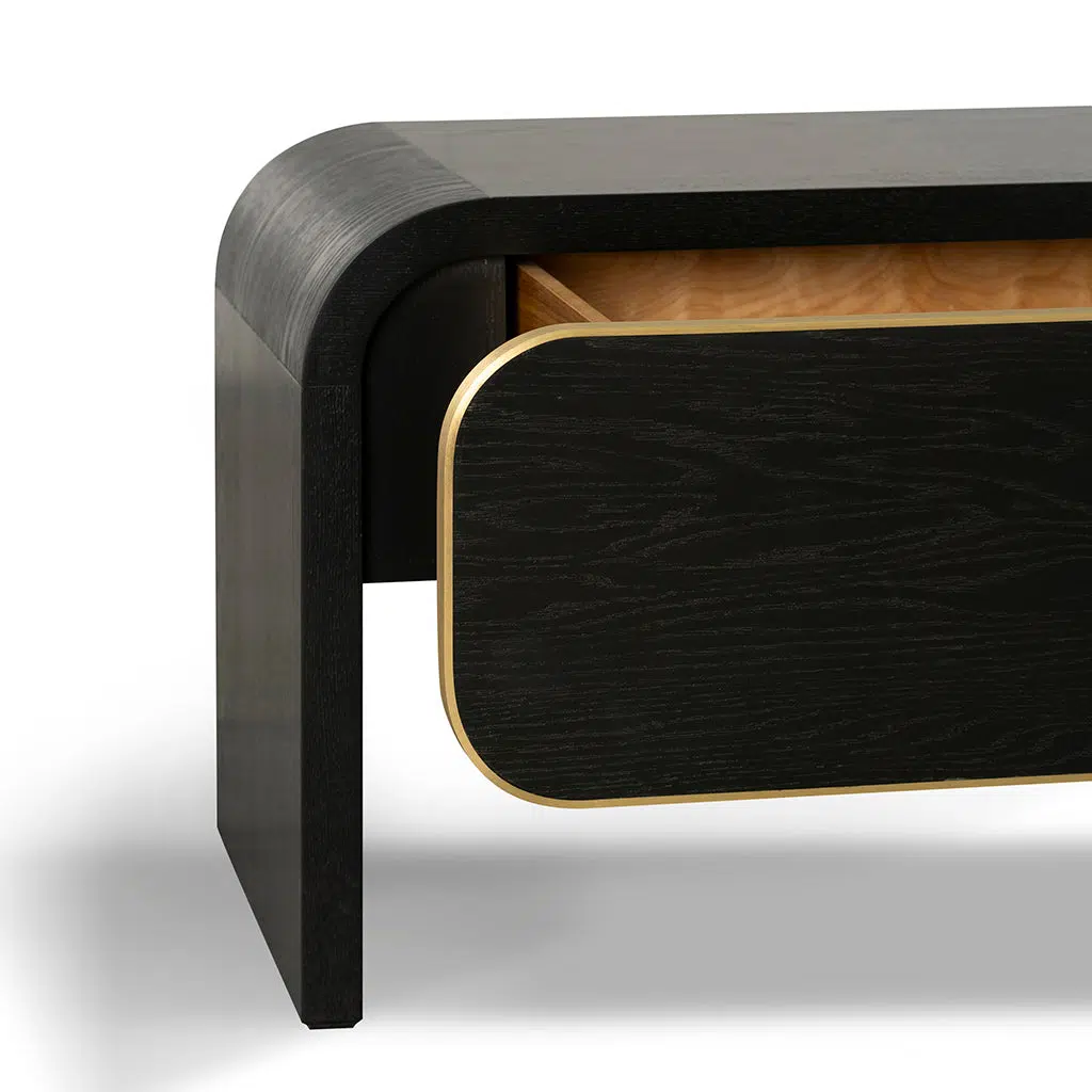 Viven 2m TV Entertainment Unit - Textured Espresso Black with Gold Accents