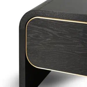 Viven 2m TV Entertainment Unit - Textured Espresso Black with Gold Accents and Durable Wood Construction