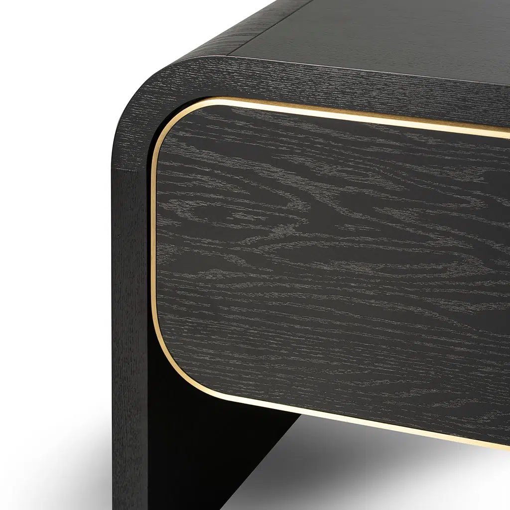 Viven 2m TV Entertainment Unit - Textured Espresso Black with Gold Accents and Durable Wood Construction