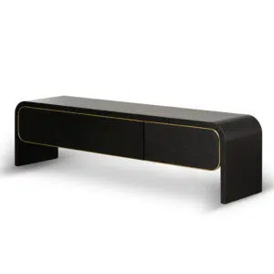 Viven 2m TV Entertainment Unit Textured Espresso Black, Gold & Walnut Veneer
