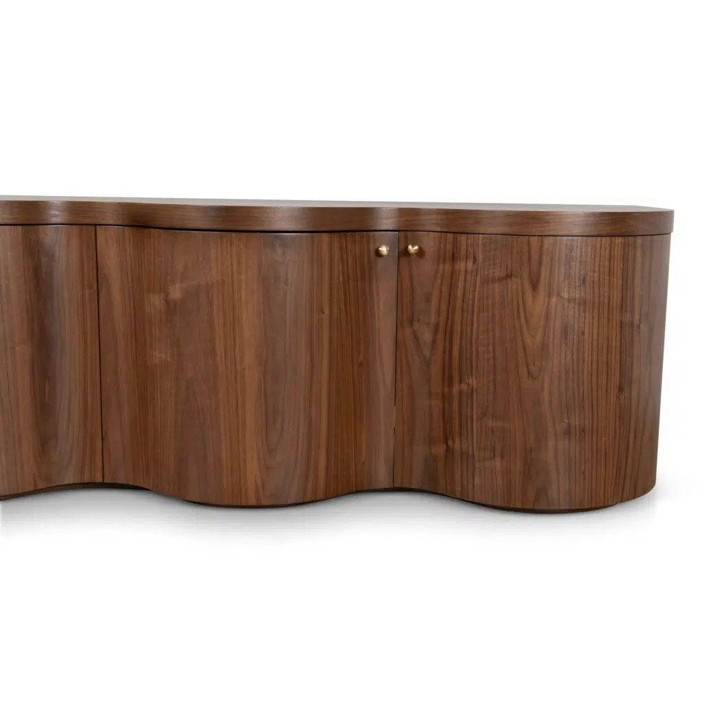 Modern Light Walnut TV Unit with Wave Design & Storage