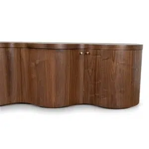 Modern Light Walnut TV Unit with Wave Design & Storage
