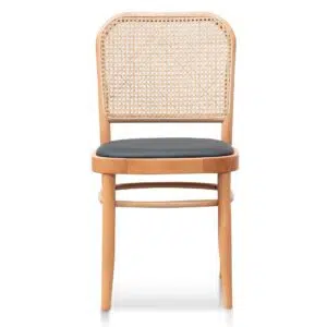 Eren Natural Dining Chair Set of 2 - Coastal Rattan & Leather Design