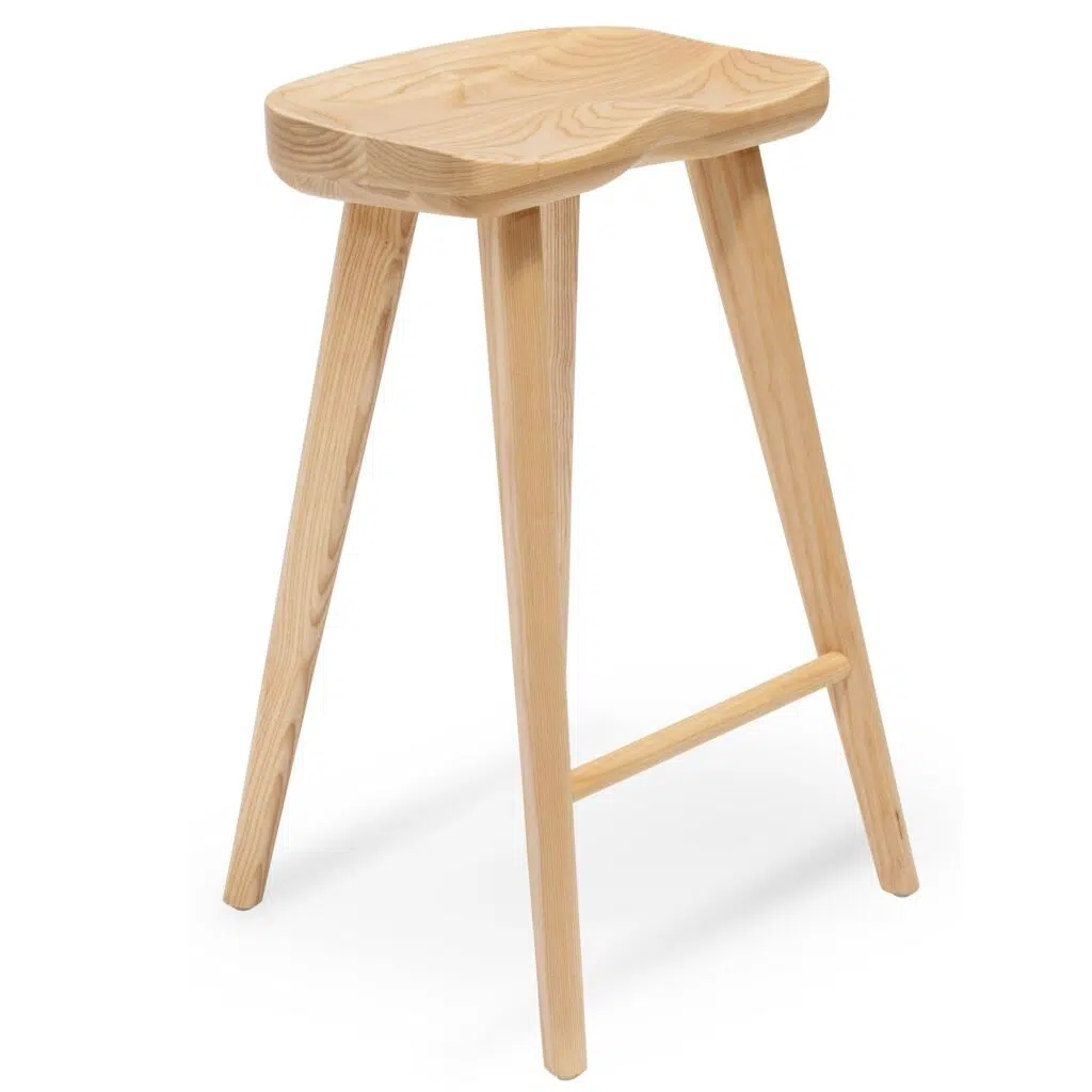 Othar Bar Stool Natural Wood Scandinavian Design Set of 2
