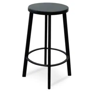 Rumae 65cm Black Bar Stool – Timber Seat & Frame (Set of 2)