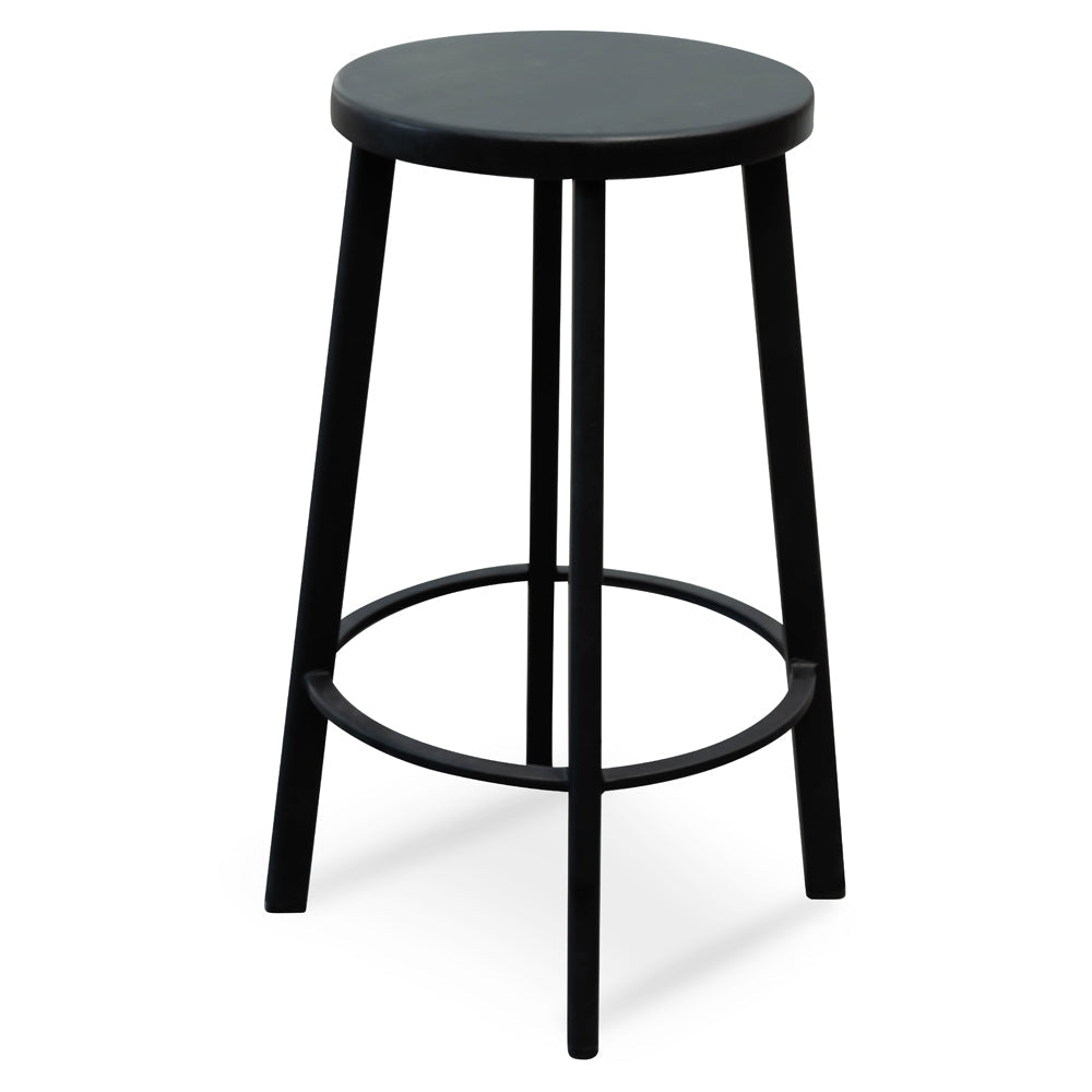 Rumae 65cm Black Bar Stool – Timber Seat & Frame (Set of 2)