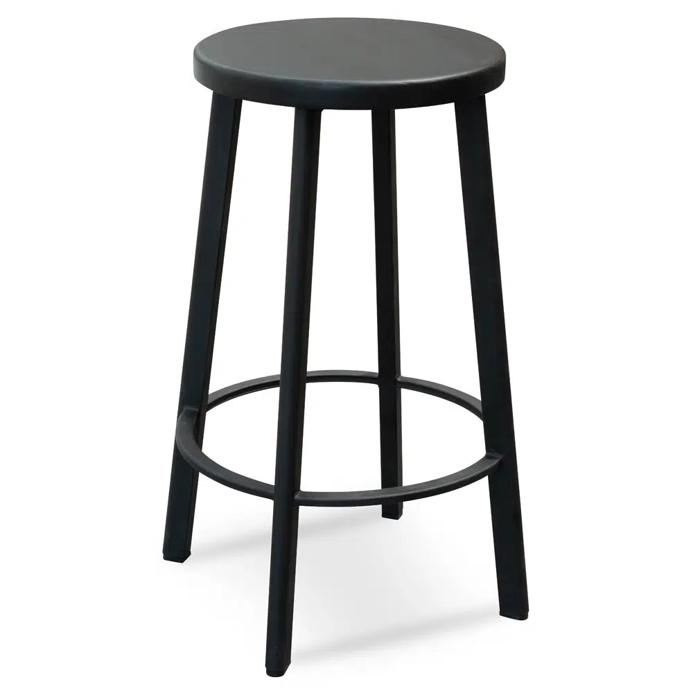 Modern Black Timber Bar Stool – 65cm Set of 2 Durable Frame