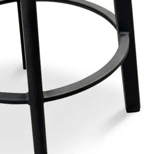 Enoe 65cm Bar Stool Natural Timber Seat Black Frame Set of 2