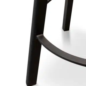 Enoe 65cm Bar Stool Natural Timber Seat Black Frame Set of 2