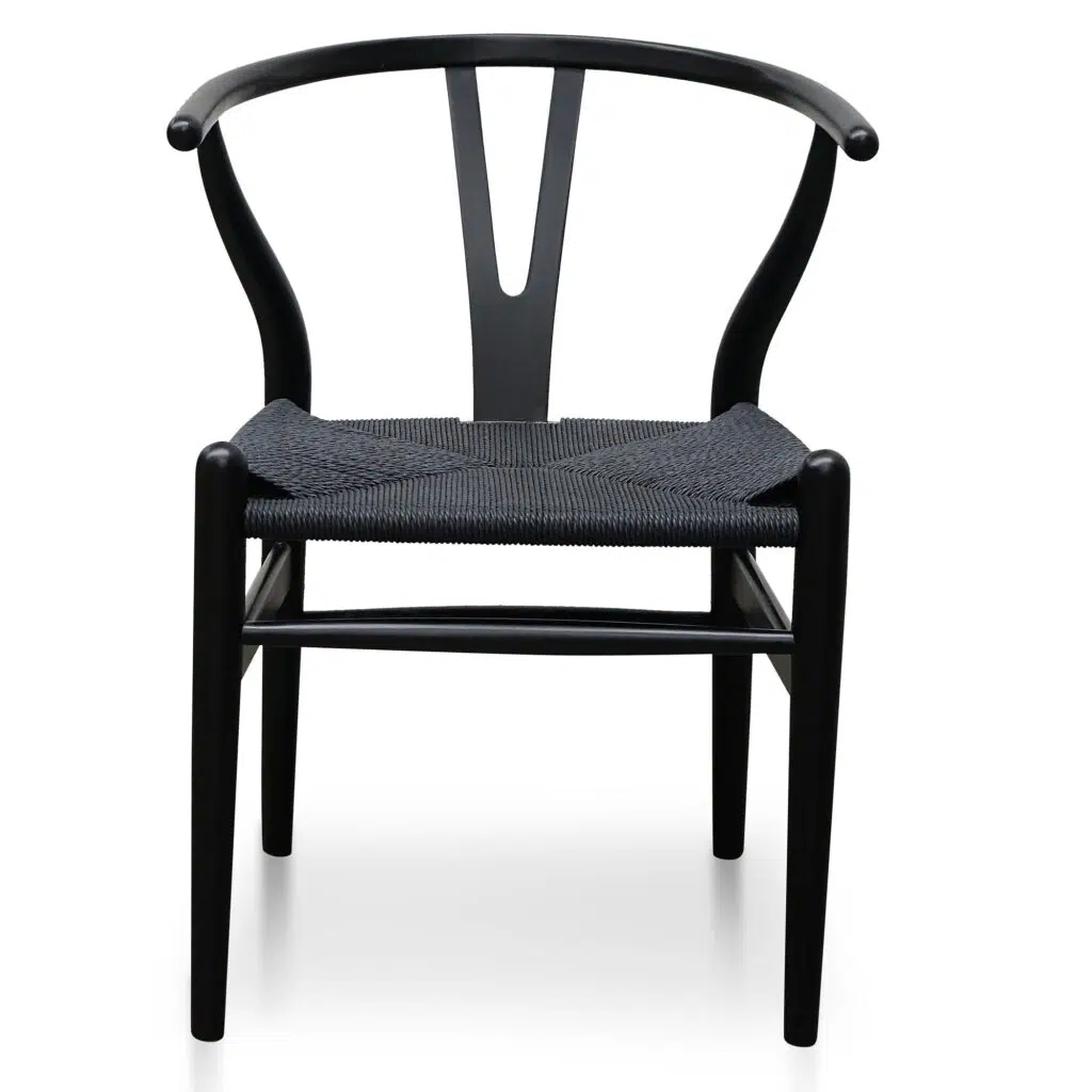 Orel Cord Dining Chair Black Matte Rattan Seat