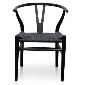 Orel Cord Dining Chair Black Matte Rattan Seat