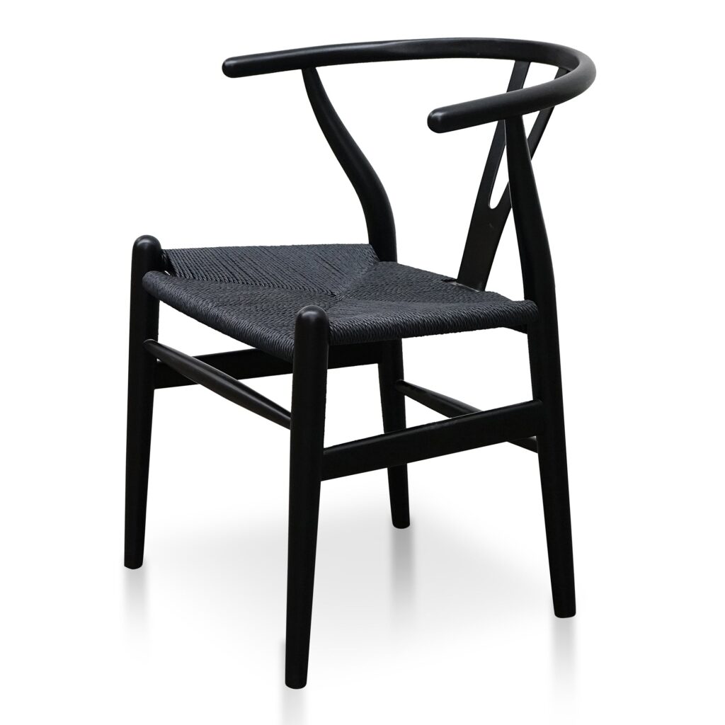 Orel Black Cord Dining Chair Set of 2 Modern Industrial Minimalist Design