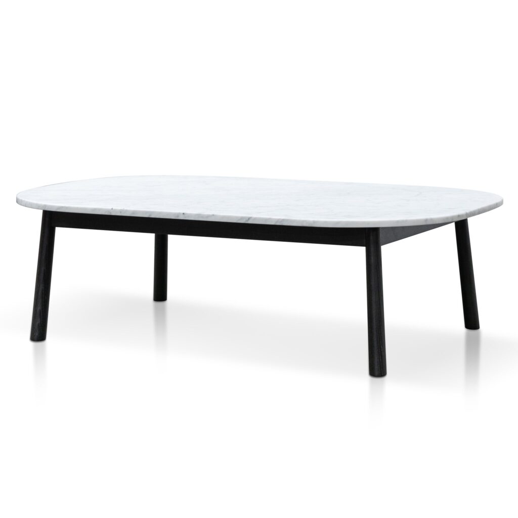 Elegant Marble Coffee Table 110cm Black Base
