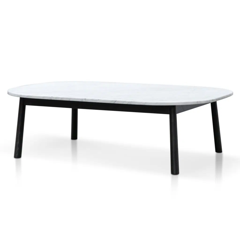 Elegant Marble Coffee Table 110cm Black Base