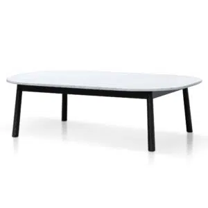 Elegant Marble Coffee Table 110cm Black Base