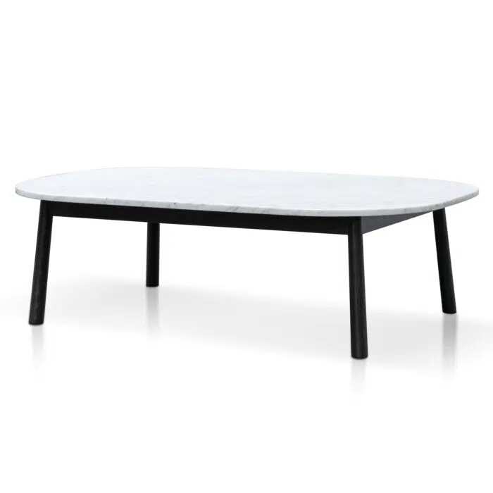 Peno 110cm Marble Coffee Table – Black Base