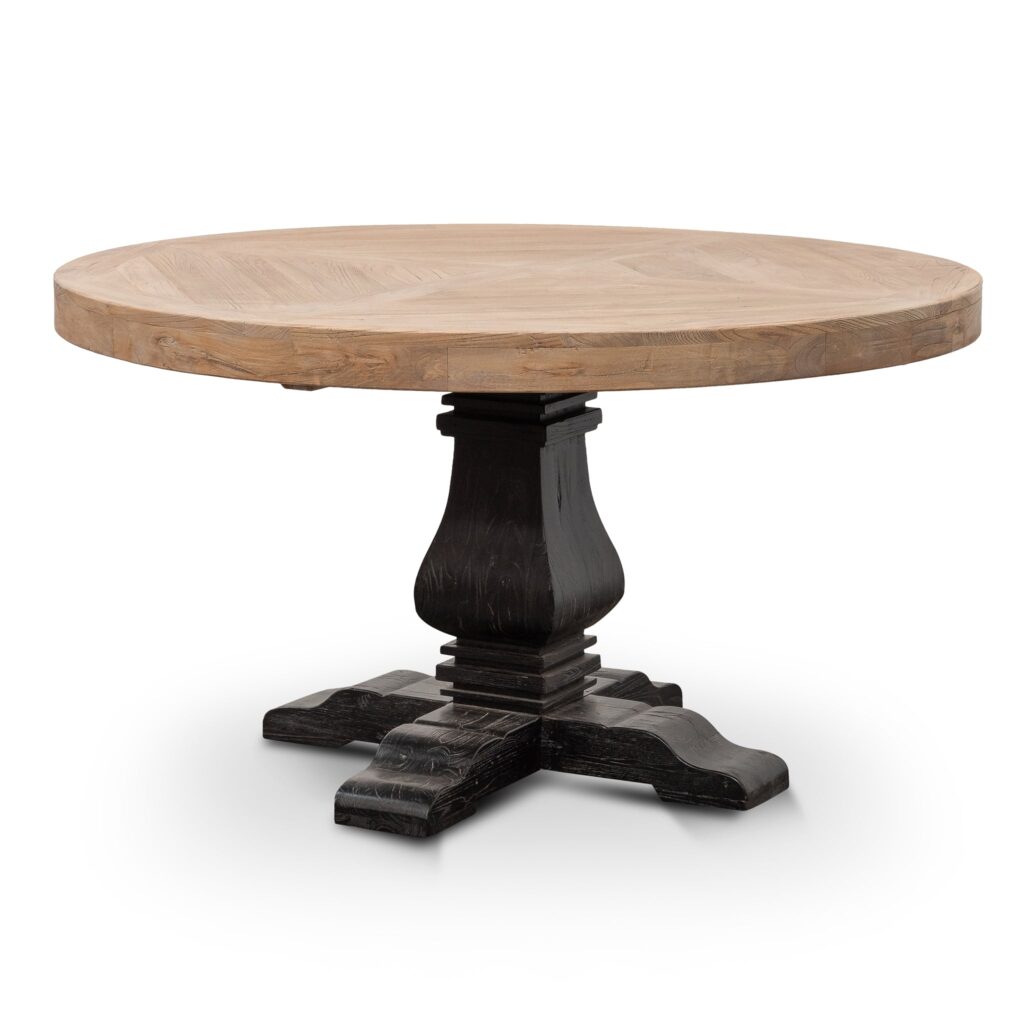 Toro 1.4m Natural Round Dining Table Black Base