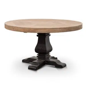 Toro 1.4m Natural Round Dining Table Black Base