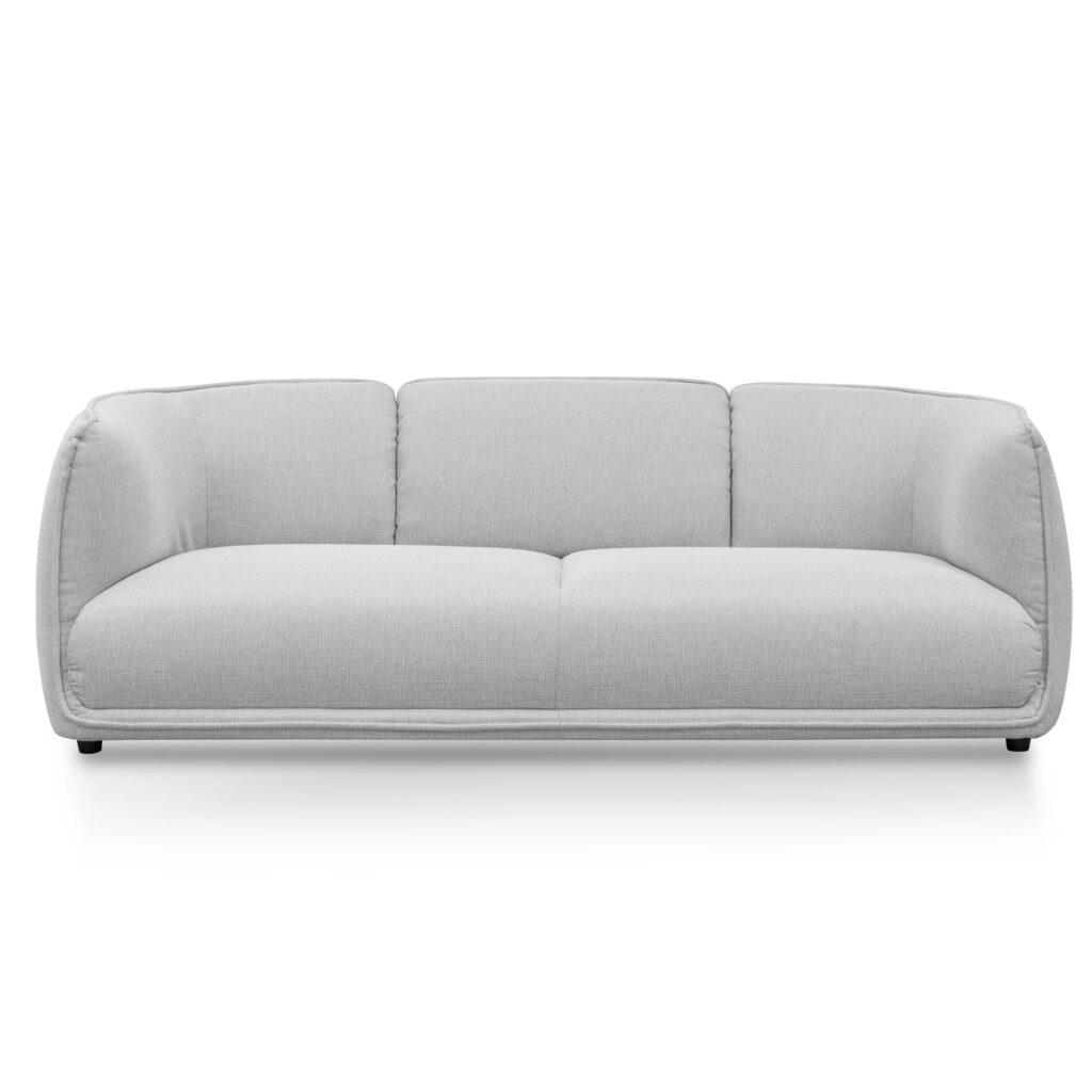 Ceno 3 Seater Fabric Sofa in Light Grey Textured Fabric – Modern Minimalist Design