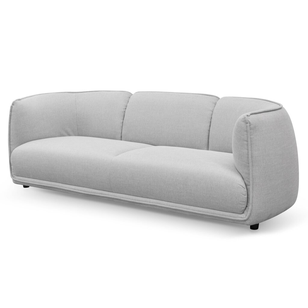 Ceno 3 Seater Fabric Sofa - Light Grey Texture, Modern Design