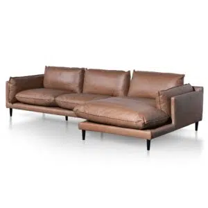 Miles 4 Seater Saddle Brown Leather Sofa – Vintage Chaise