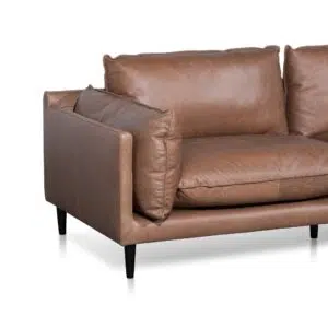 Miles 4-Seater Right Chaise Leather Sofa Saddle Brown