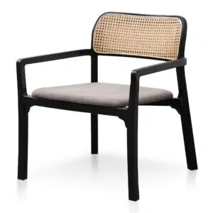 Nima Fabric Armchair Caramel Grey Black Legs Modern Coastal