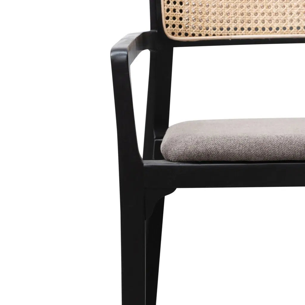 Nima Armchair Caramel Grey Black Legs Coastal Design