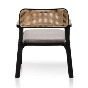 Modern Coastal Caramel Grey Fabric Armchair Black Legs