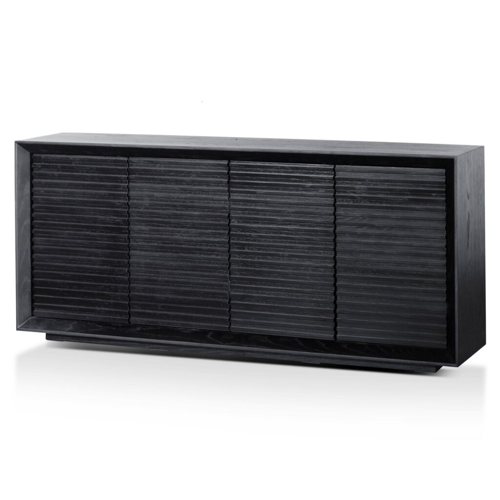 Veny 1.8m Black Oak Wooden Sideboard with Horizontal Slats