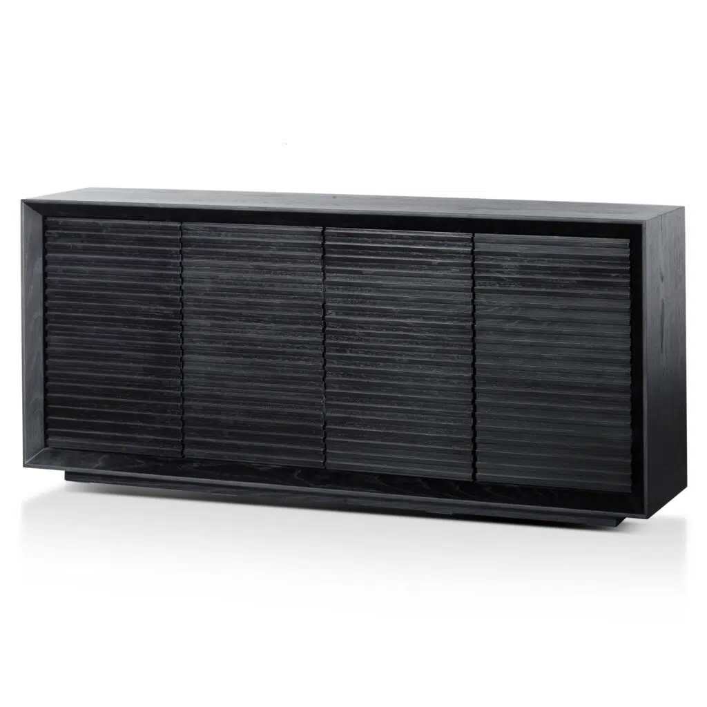 Veny 1.8m Black Oak Wooden Sideboard with Horizontal Slats