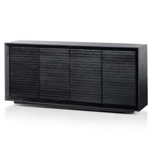 Veny 1.8m Black Oak Wooden Sideboard with Horizontal Slats