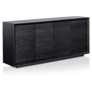 Veny 1.8m Black Oak Sideboard Horizontal Wood Slat Storage