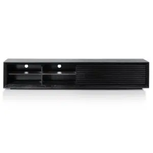 2.3m Black Oak Wooden TV Entertainment Unit with Spacious Storage